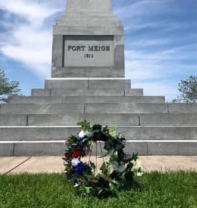 Photo of Fort Meigs monument with wreath